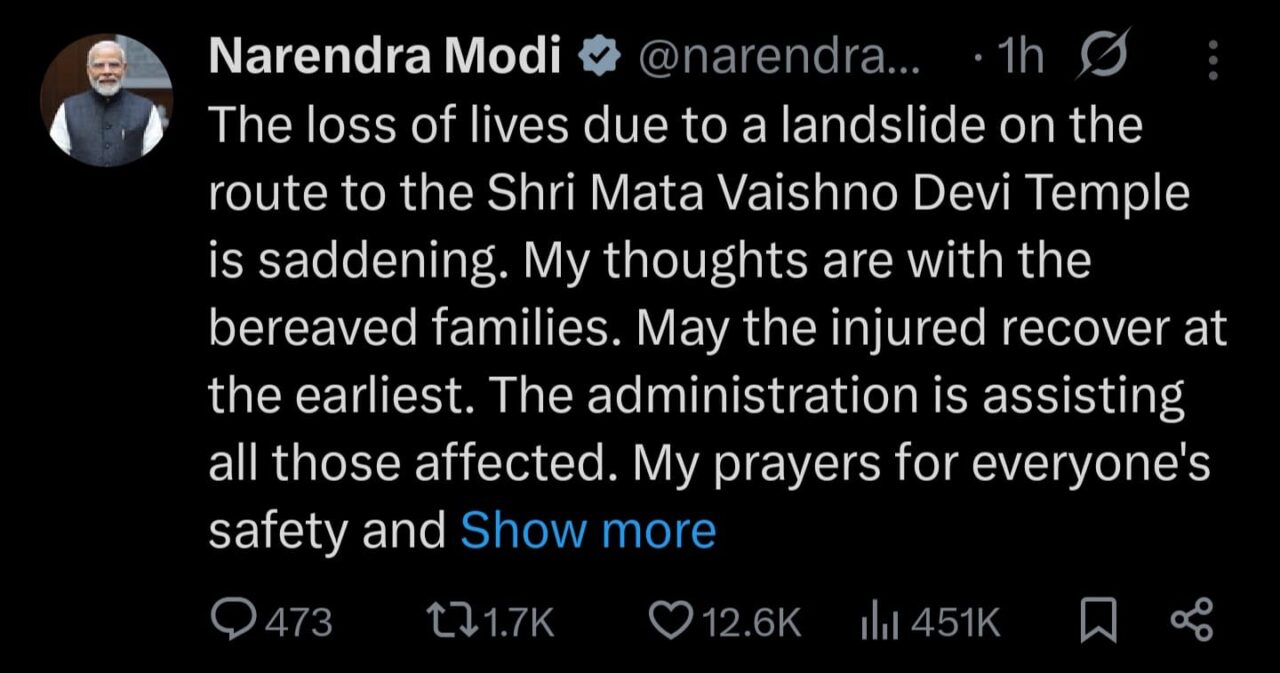 Vaishno Devi landslide hadsa